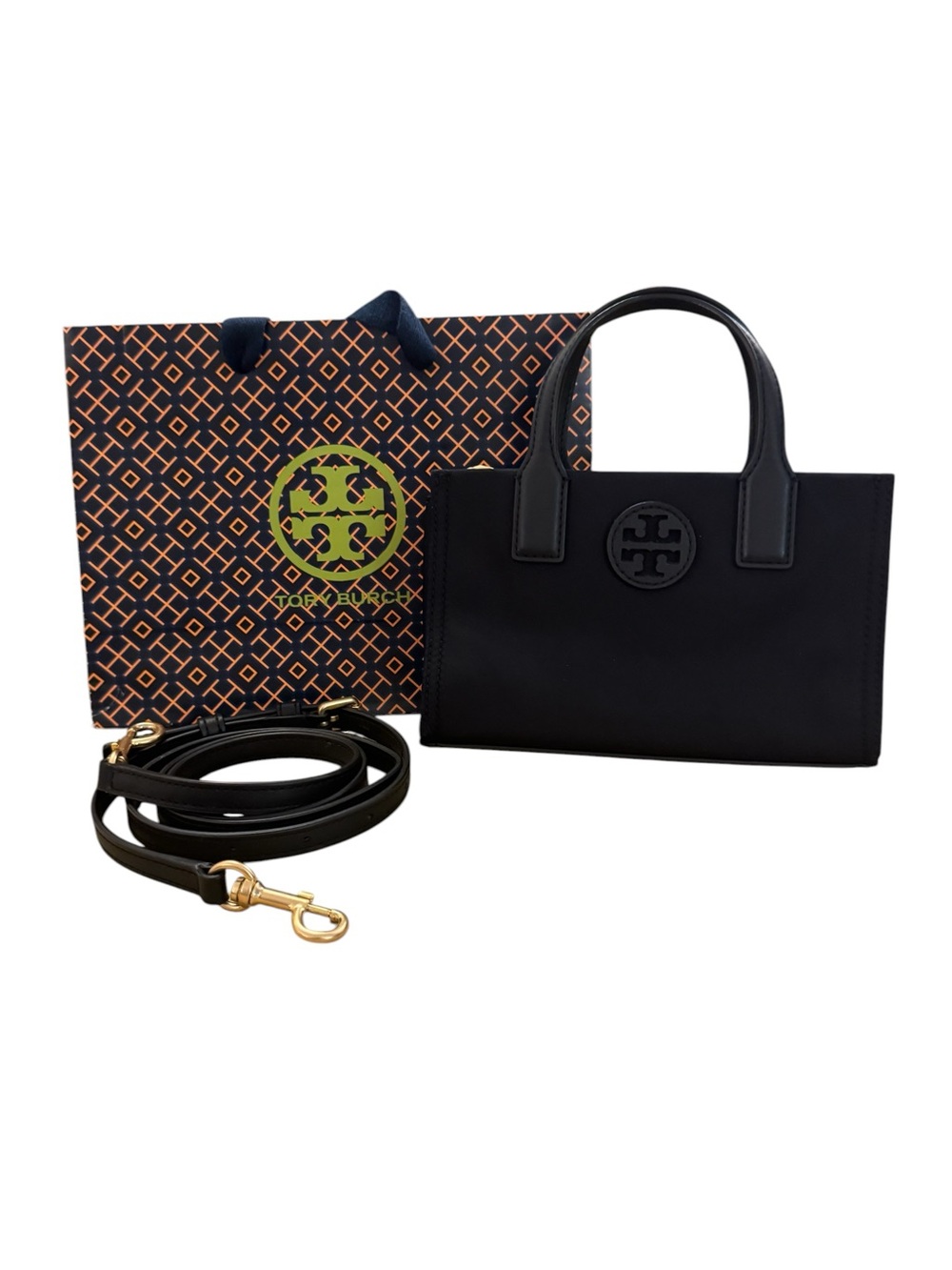 Tory Burch Ella Nylon Mini Tote in Black